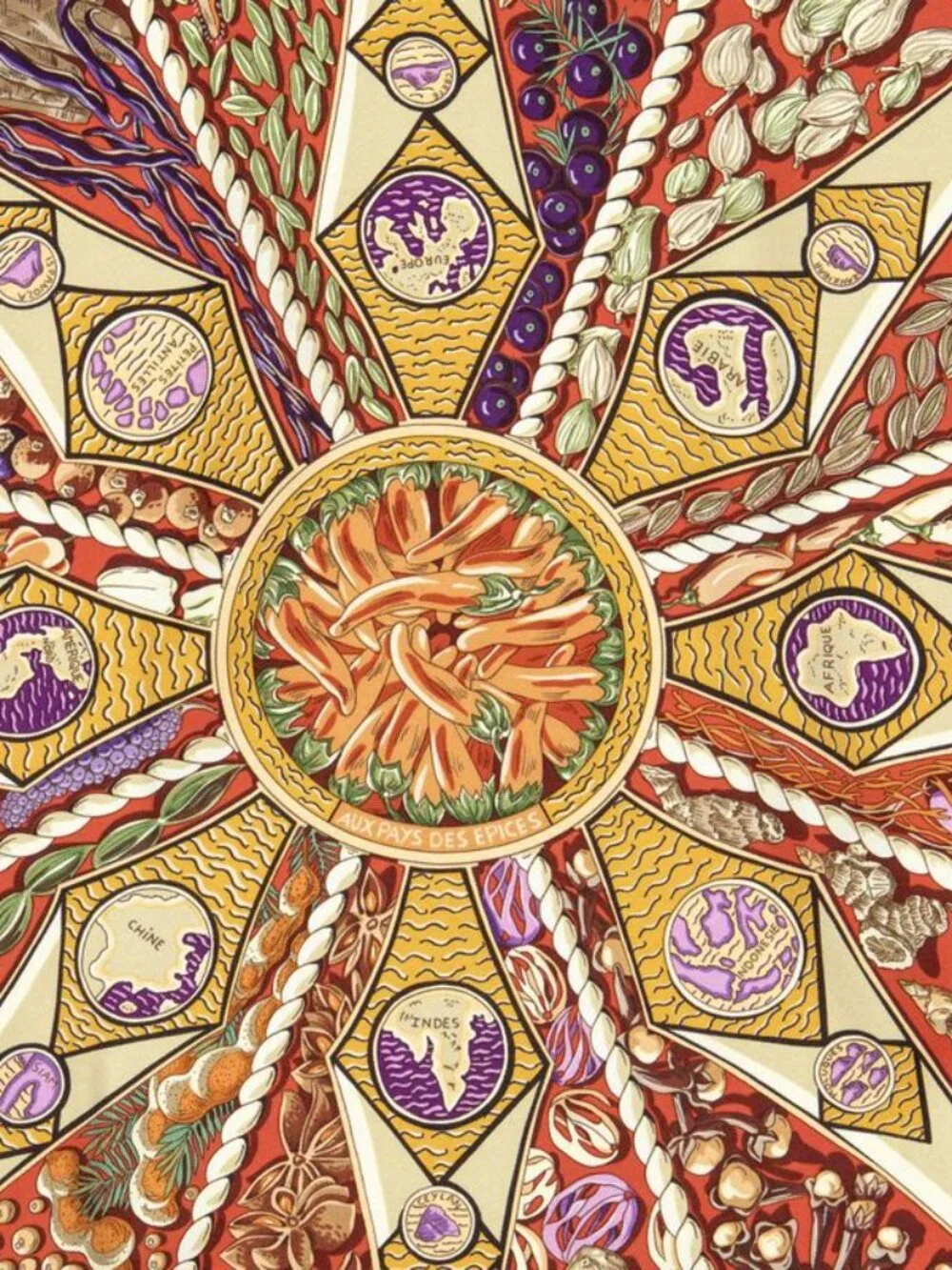 ★SOLD★ Hermes Scarf Red Ivory Purple Silk - Picture 3 of 10